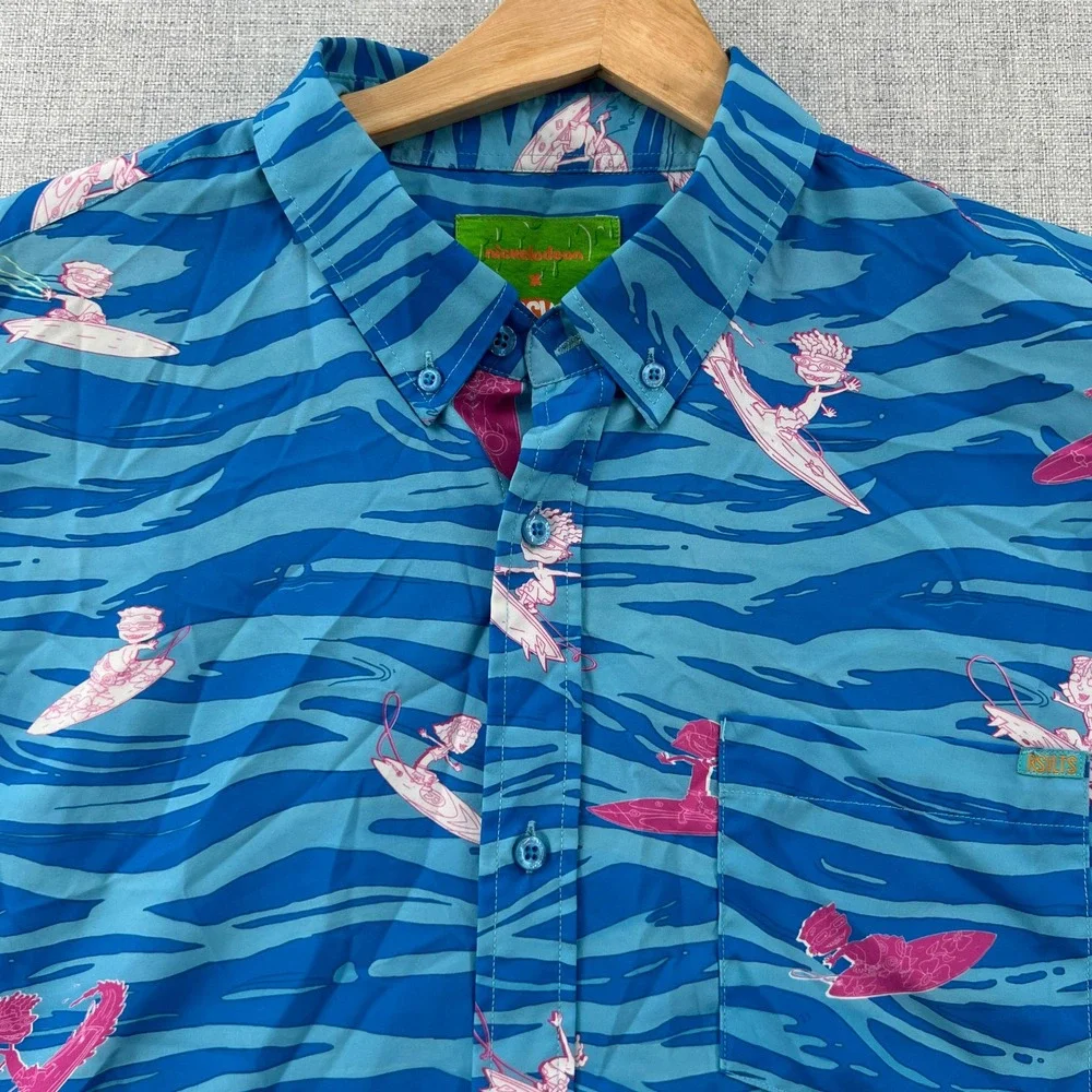 RSVLTS Nickelodeon Rocket Power Party Wave KUNUFLEX Shirt Mens 2XL Blue Surf